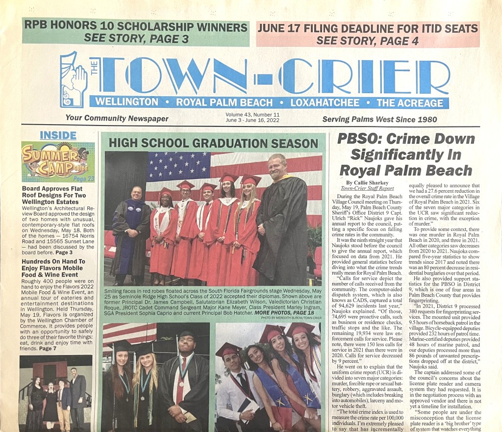 The Town-Crier newspaper front page, June 2022.
